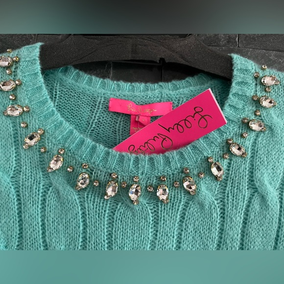 LILLY PULITZER Crystal Embellished LS Full Fashion Knit DARIO PULLOVER SWEATER - Picture 8 of 11